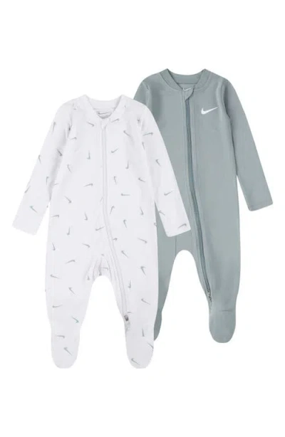 Nike Babies'  Essential 2-pack Zip Footies In White