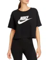 Nike Essential Cropped Logo Tee In Black