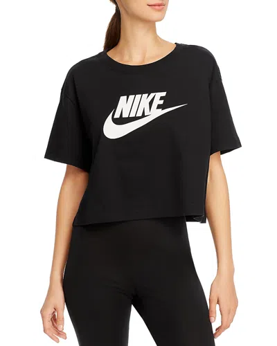 Nike Essential Cropped Logo Tee In Black