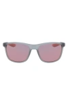 Nike Essential Endeavor Wraparound Sunglasses In Matte Wolf Grey Red Mirror
