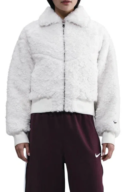 NIKE NIKE ESSENTIAL FAUX FUR BOMBER JACKET