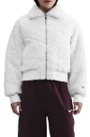 Nike Essential Faux Fur Bomber Jacket In White