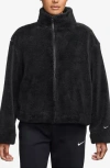 Nike Essential Faux Shearling Zip-up Jacket In Black