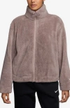 Nike Essential Faux Shearling Zip-up Jacket In Purple