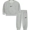 Nike Essential Fleece Crewneck Sweatshirt & Joggers Set In Gray