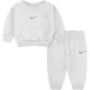Nike Essential Fleece Crewneck Sweatshirt & Joggers Set In White