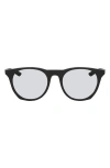 Nike Essential Horizon 51mm Round Blue Light Blocking Glasses In Matte Black/blue Light