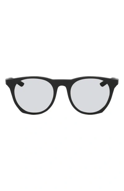 Nike Essential Horizon 51mm Round Blue Light Blocking Glasses In Matte Black/blue Light