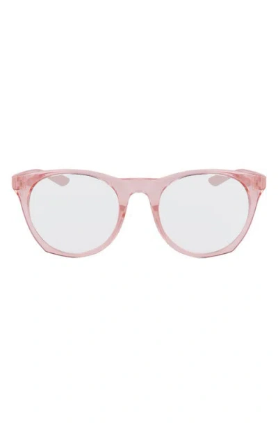 Nike Essential Horizon 51mm Round Blue Light Blocking Glasses In Washed Coral/blue Light