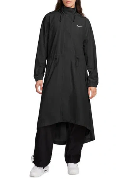 Nike Essential Longline Trench Coat In Black/white