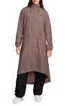 Nike Essential Longline Trench Coat In Smokey Mauve/ Black