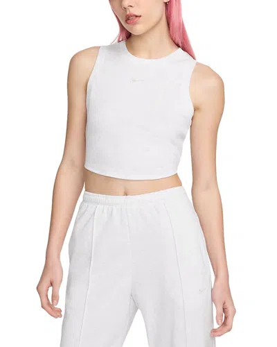 Nike Essential Ribbed Cropped Tank Top In Birch Heather/orewood