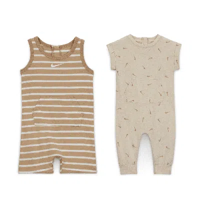 Nike Essentials Baby (0-) Short Sleeve And Tank Top 2-pack Romper Set In Brown