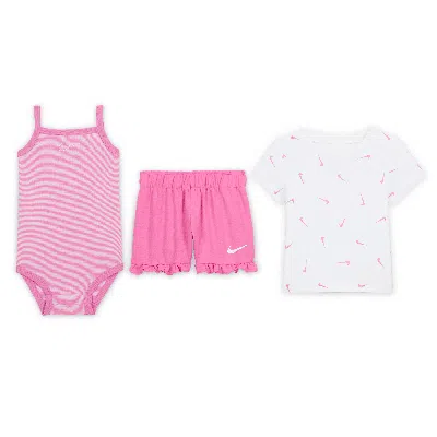 Nike Essentials Baby (0-9m) 2-piece Ruffle Shorts Set In Pink