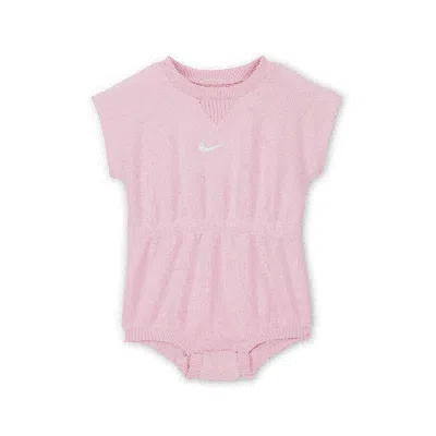 Nike Essentials Baby (0-9m) Jacquard Towel Terry Romper In Pink