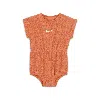 Nike Essentials Baby (12-24m) Jacquard Towel Terry Romper In Orange