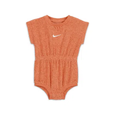 Nike Essentials Baby (12-24m) Jacquard Towel Terry Romper In Orange