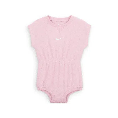 Nike Essentials Baby (12-24m) Jacquard Towel Terry Romper In Pink