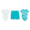 Nike Essentials Baby 3-piece Striped Swooshfetti Set In Green