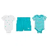 Nike Essentials Baby 3-piece Striped Swooshfetti Set In Green