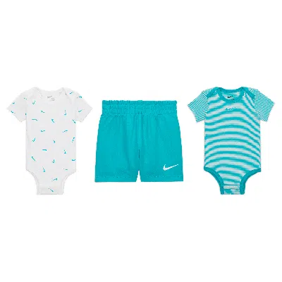 Nike Essentials Baby 3-piece Striped Swooshfetti Set In Green
