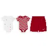 Nike Essentials Baby 3-piece Striped Swooshfetti Set In Red