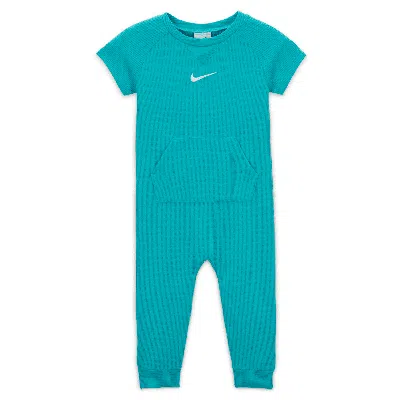 Nike Essentials Baby Short Sleeve Waffle Knit Coverall In Green