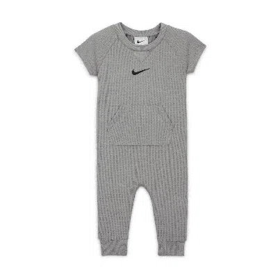 Nike Essentials Baby Short Sleeve Waffle Knit Coverall In Grey