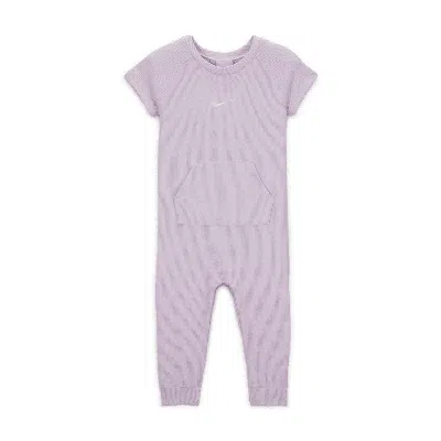 Nike Essentials Baby Short Sleeve Waffle Knit Coverall In Purple