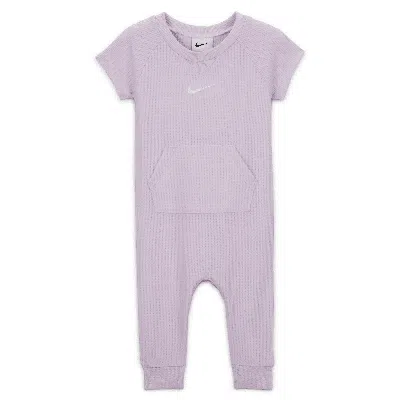 Nike Essentials Baby Short Sleeve Waffle Knit Coverall In Purple