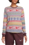 Nike Essentials Fair Isle Long Sleeve T-shirt In Pale Ivory