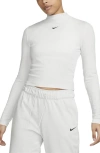Nike Essentials Ribbed Long Sleeve Top In Photon Dust/ Black