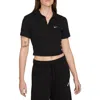 Nike Essentials Stretch Crop Polo In Black/white