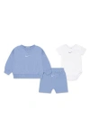 Nike Essentials Baby (0-9m) Crew And Shorts Set In Blue