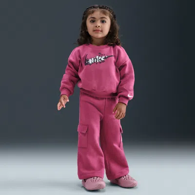 Nike Essentials Toddler Graphic Crew And Cargo Pants Set In Black