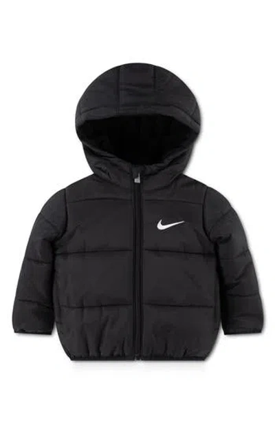 Nike Kids'  Essentials Water Resistant Hooded Heavyweight Puffer Jacket In Black