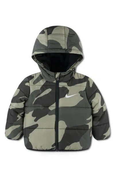 Nike Kids'  Essentials Water Resistant Hooded Heavyweight Puffer Jacket In Black Spruce