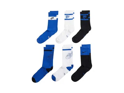 Nike Everyday Cushion Socks 6-pair Pack (little Kid/big Kid) Kids Shoes Multicolor 4: Md (5-7 Big Kid Sho In Blue