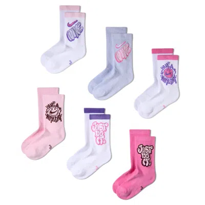 Nike Everyday Cushioned Big Kids' Crew Socks (6 Pairs) In Multi
