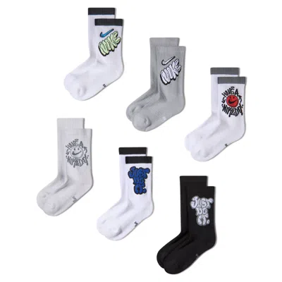Nike Everyday Cushioned Big Kids' Crew Socks (6 Pairs) In Multi