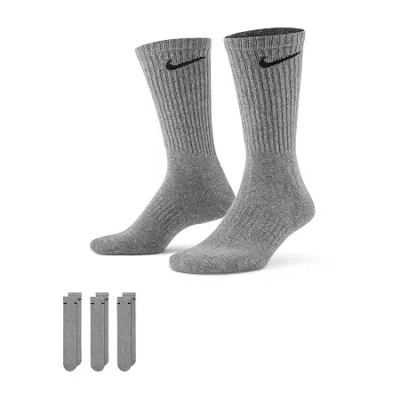 Nike Everyday Cushioned Unisex Adult 3 Pair Crew Socks In Gray