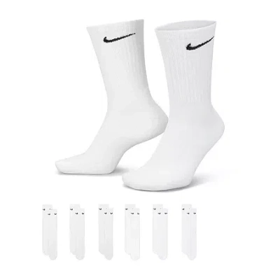 Nike Everyday Cushioned Unisex Adult 6 Pair Crew Socks In White