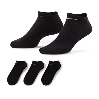 Nike Everyday Cushioned Unisex Adult Multi-pack 3 Pair No Show Socks In Black