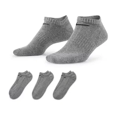 Nike Everyday Cushioned Unisex Adult Multi-pack 3 Pair No Show Socks In Silver