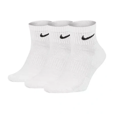 Nike Everyday Cushioned Unisex Adult Multi-pack 3 Pair Quarter Ankle Socks In Red
