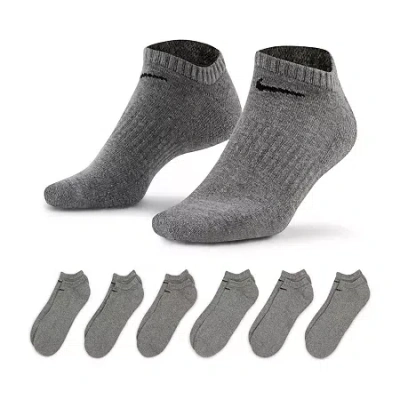 Nike Everyday Cushioned Unisex Adult Multi-pack 6 Pair No Show Socks In Gray