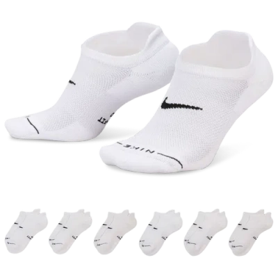 Nike Everyday Elevated No Show Socks 6 Pack In White