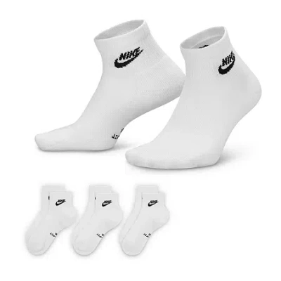 Nike Everyday Elevated Unisex Adult 3 Pair Quarter Ankle Socks In White