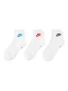 Nike Assorted 3-pack Dri-fit Essential Ankle Socks In White