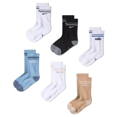 Nike Everyday Kids' Cushioned Crew Socks (6 Pairs) In Multi